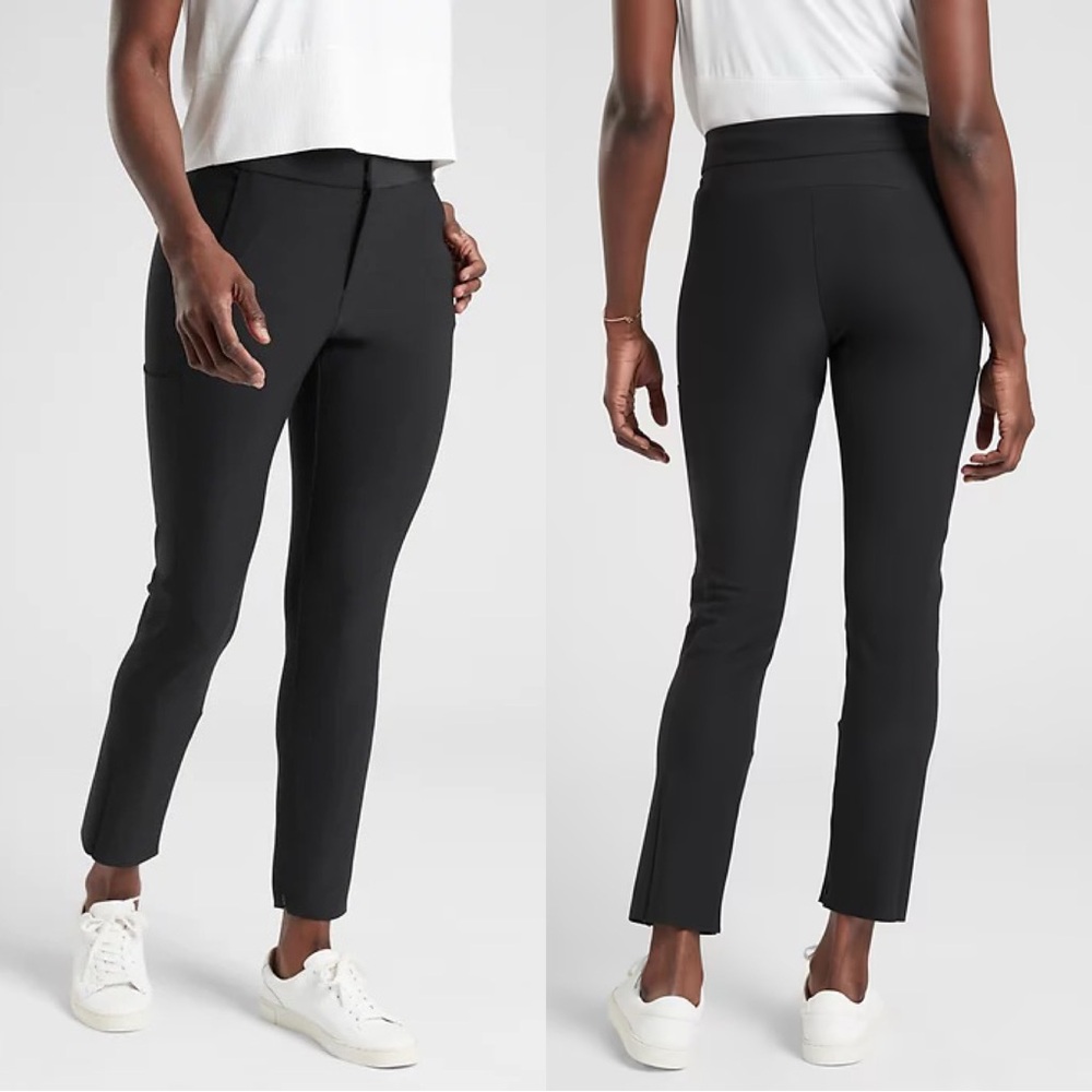Athleta Stella Black Slim Ankle Trousers